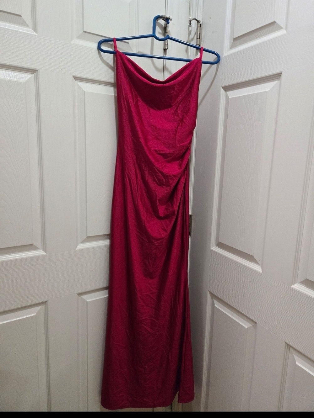 Fuchsia Cowl Neck Slip Maxi Dress
